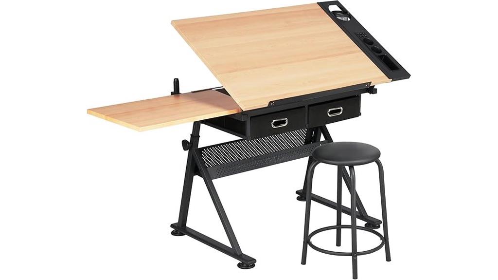 adjustable drafting table with storage