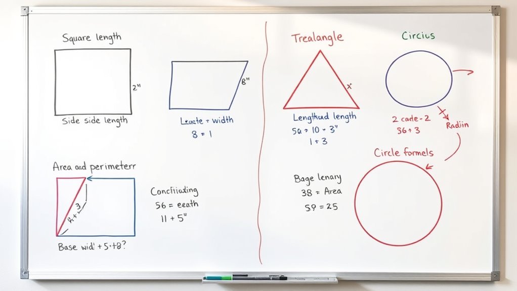 compare shape measurement formulas