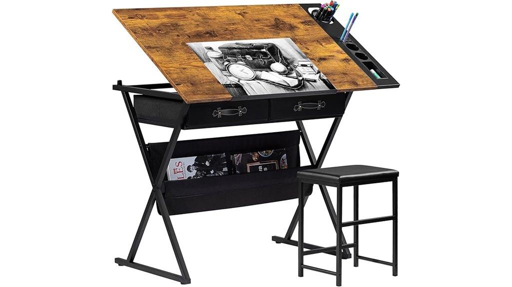 drafting table with storage
