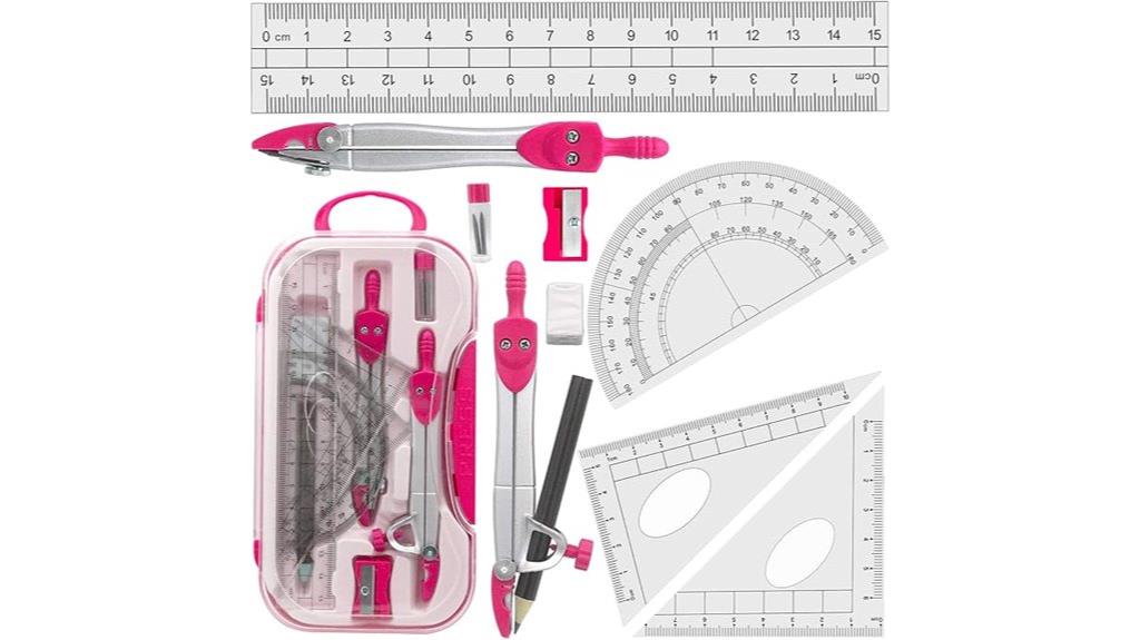 pink student geometry set