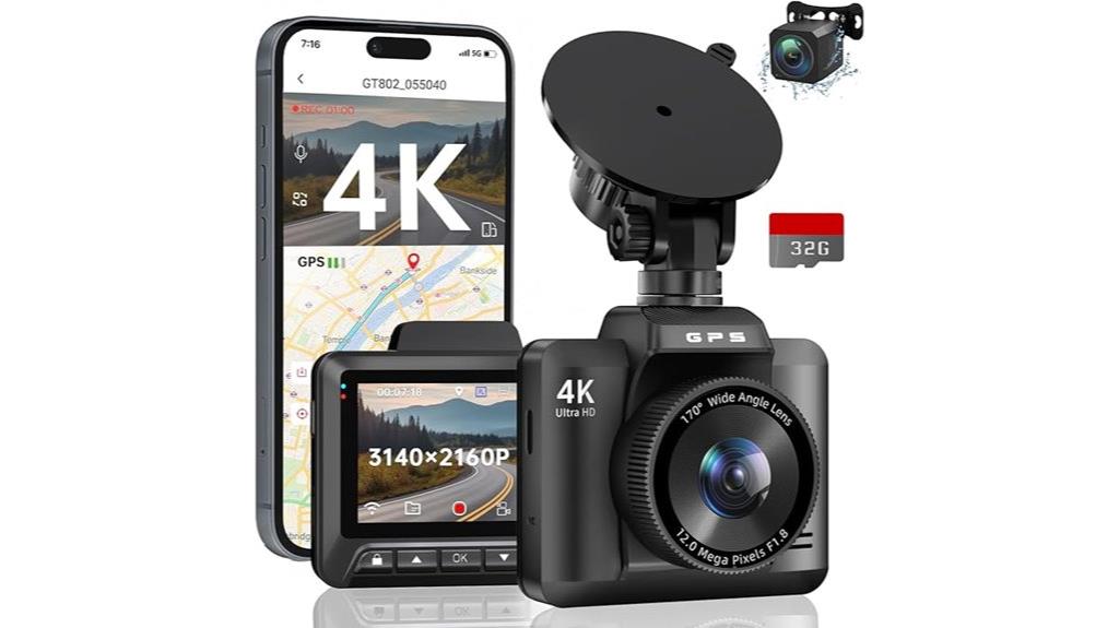 4k 1080p dual dashcam