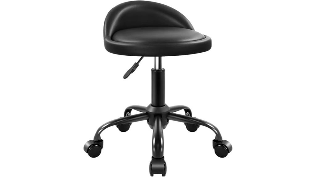 adjustable black rolling stool