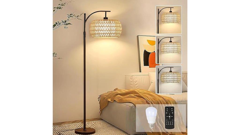 adjustable wicker arc lamp