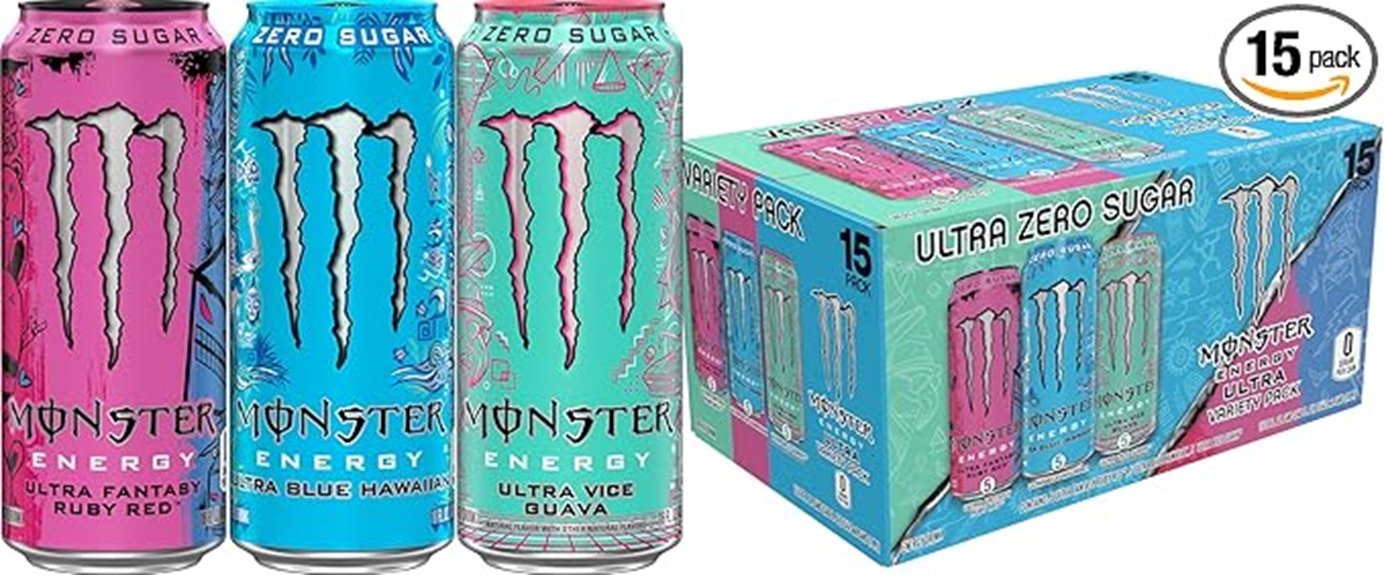 assorted monster energy packs
