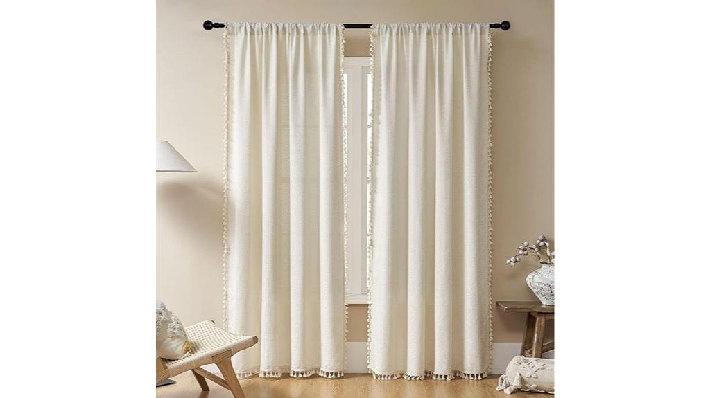 beige boho curtain panels