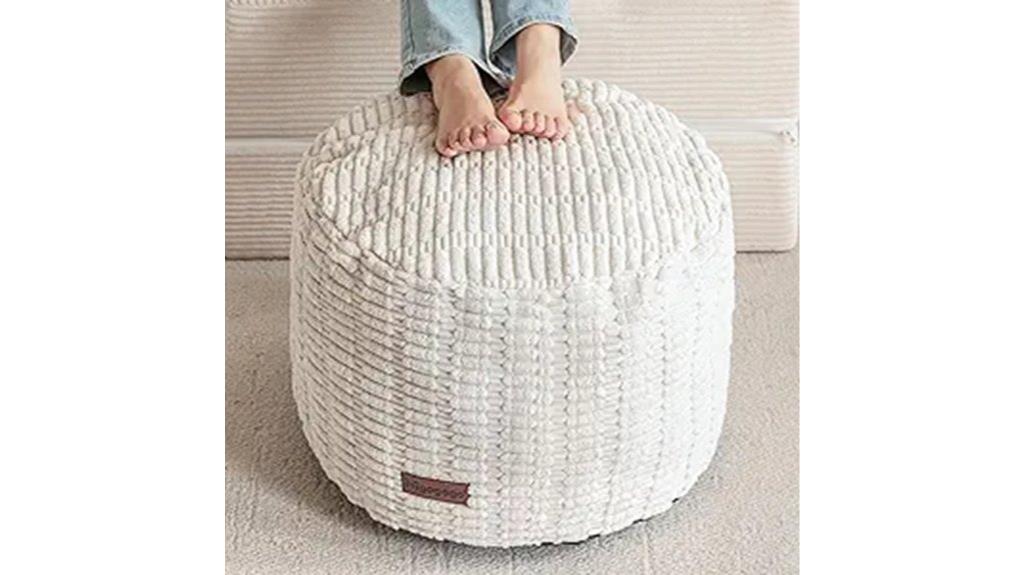 beige round foam ottoman