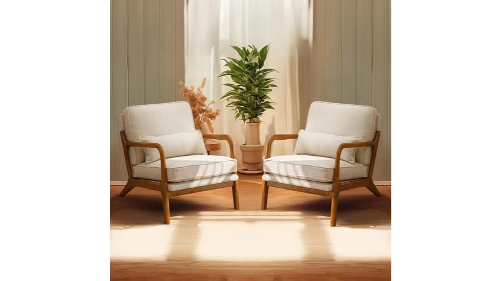 beige two piece accent chairs