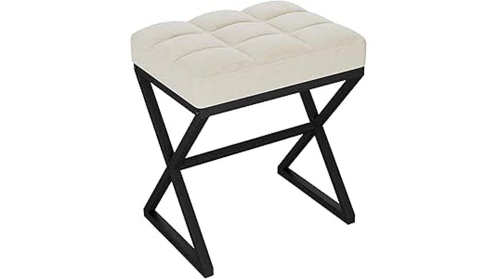 beige x leg vanity stool