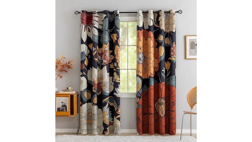 black floral bedroom curtains