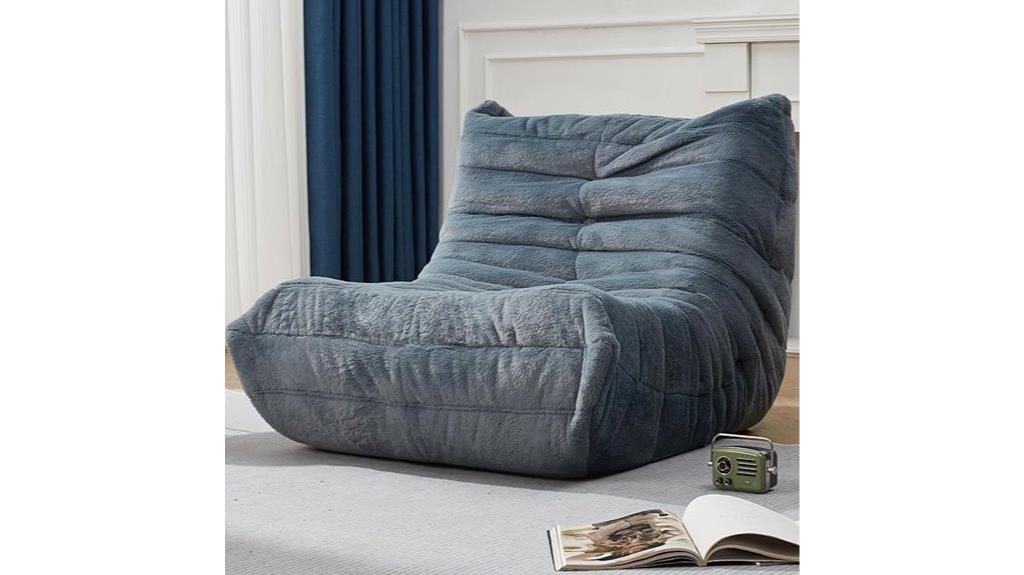 blue faux fur bean bag
