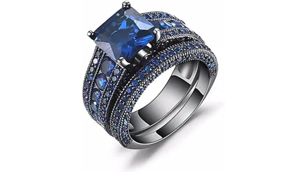 blue sapphire sterling ring set