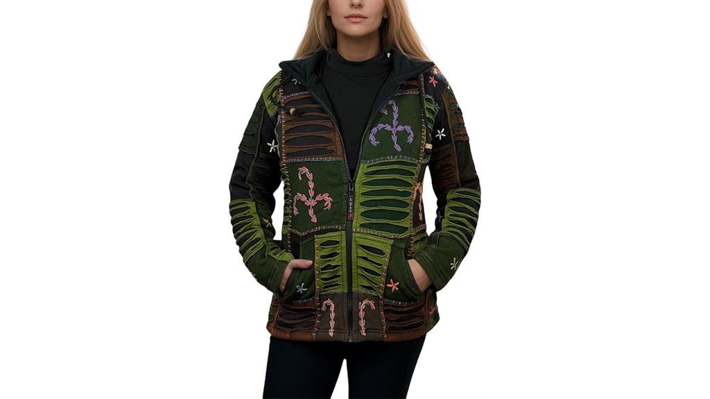 bohemian patchwork embroidered hoodie