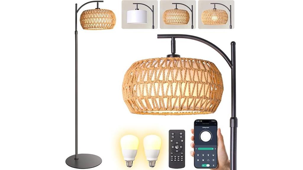 bohemian rattan floor lamp