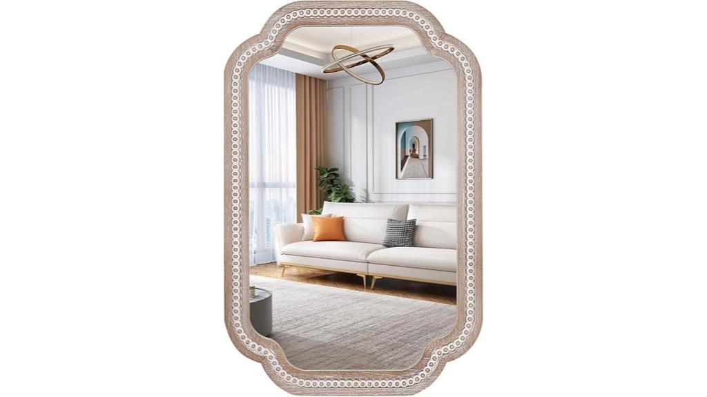 boho beaded wooden mirror