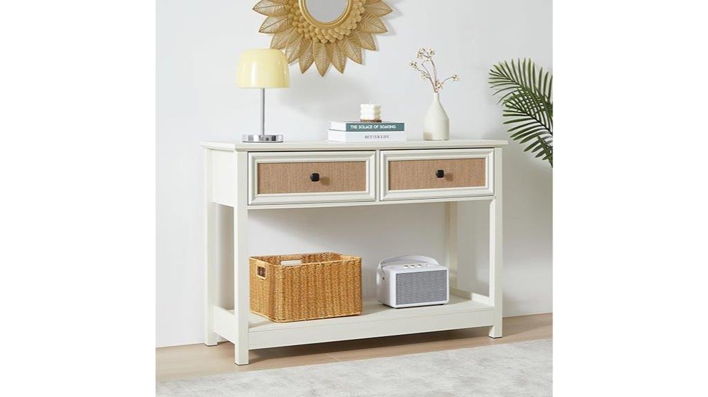 boho burlap rattan drawers