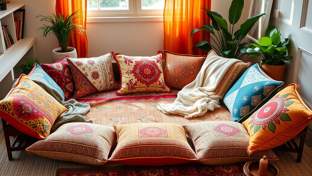 boho cozy floor cushions