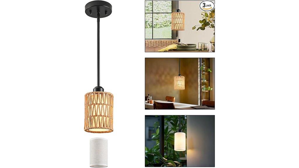 boho linen woven pendant