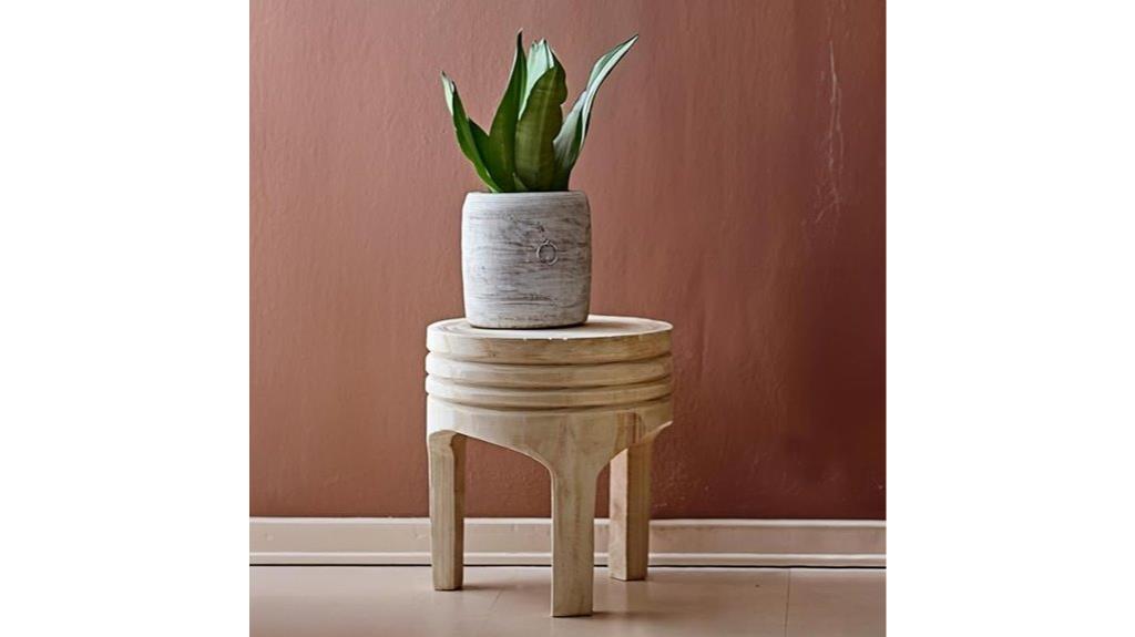 boho natural wooden stool