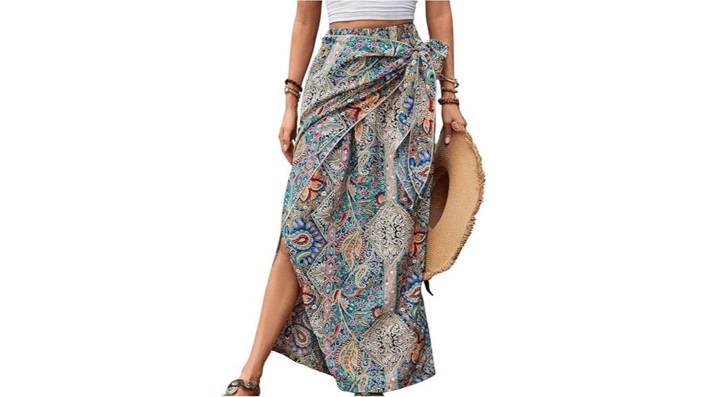 boho paisley wrap skirt