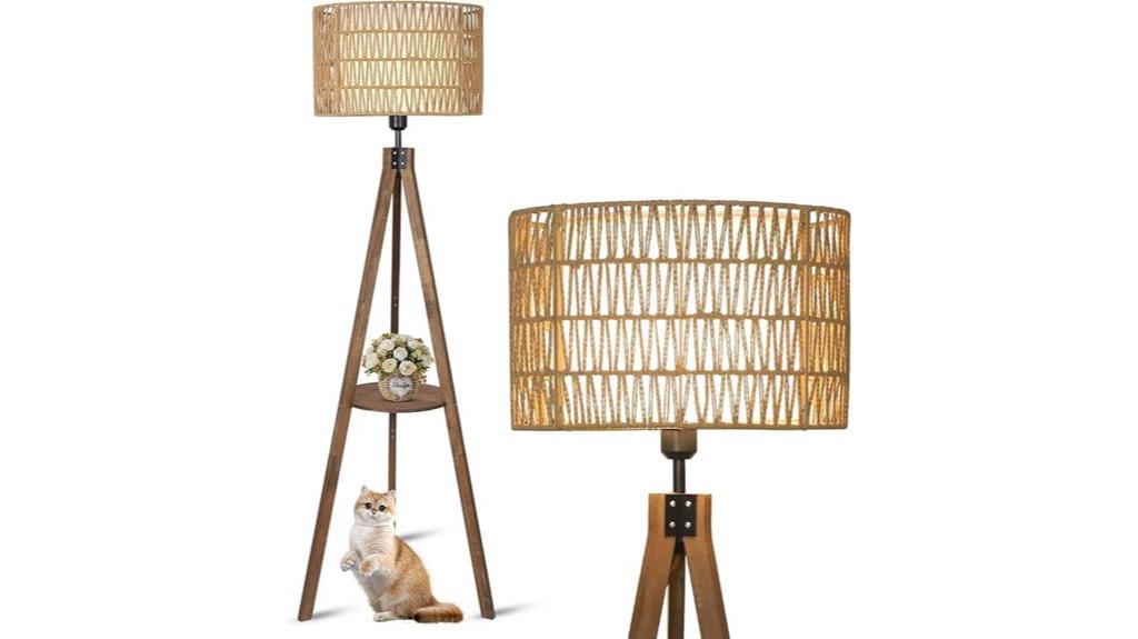 boho rattan fabric lamp