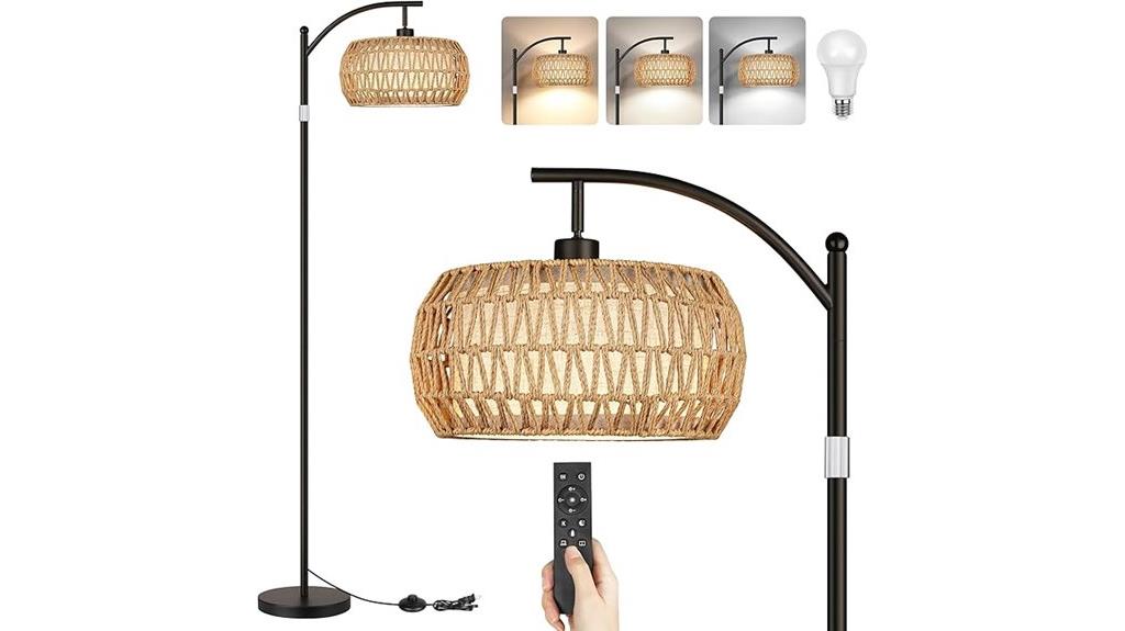 boho rattan linen lamp