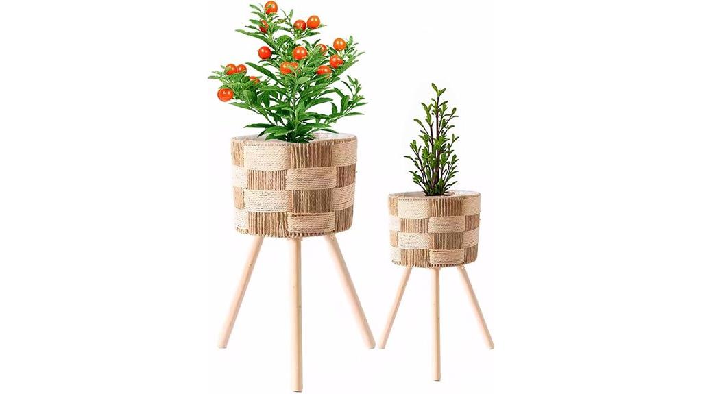 boho rattan plant holders