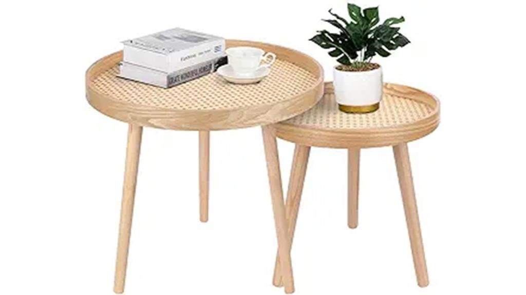 boho rattan round tables
