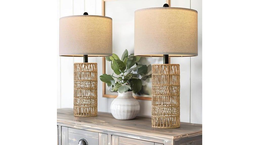 boho rattan table lamps