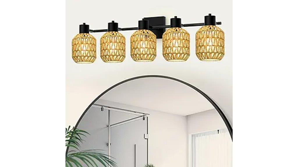 boho rattan vanity light