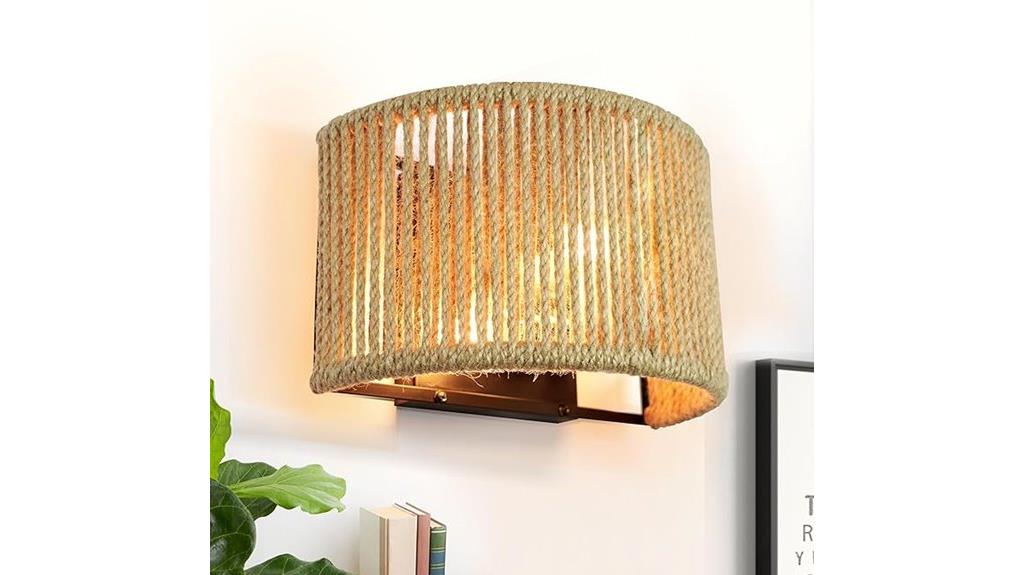 boho rattan wall light
