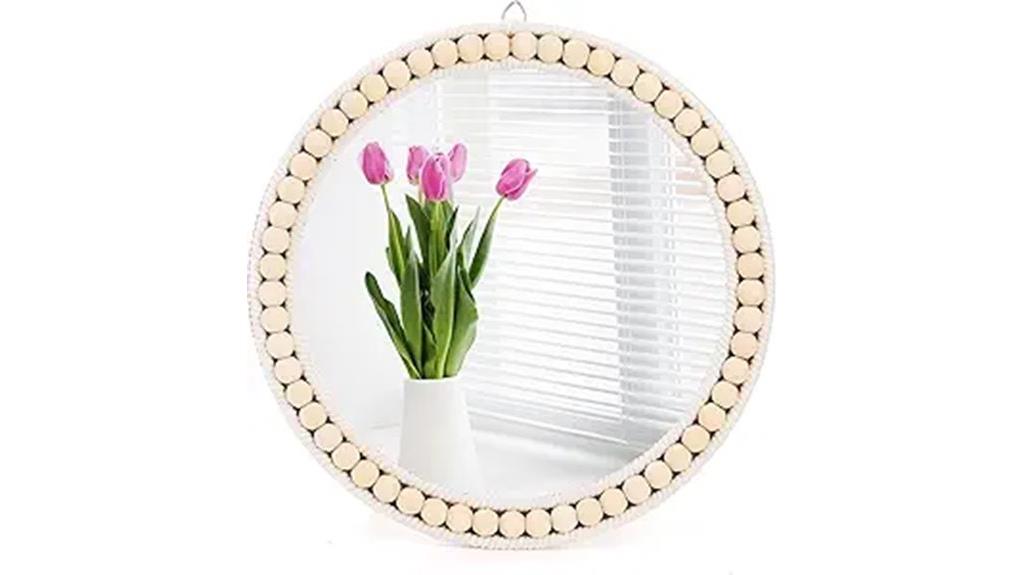 boho round wooden mirror
