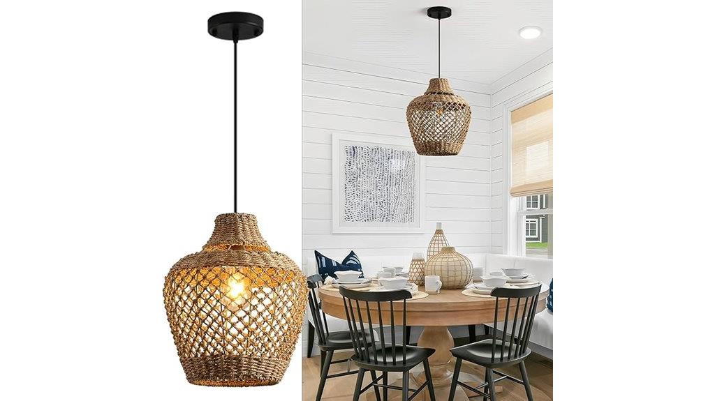 brown rattan pendant light