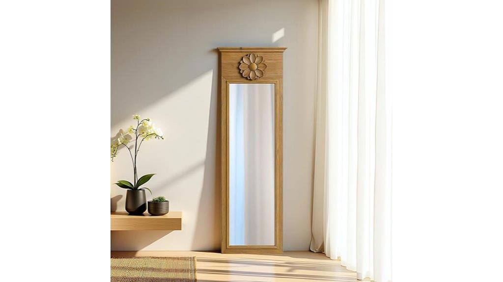 carved lotus wall mirror