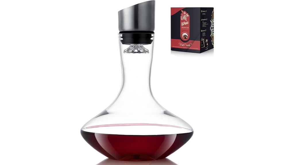 crystal wine decanter with aerator