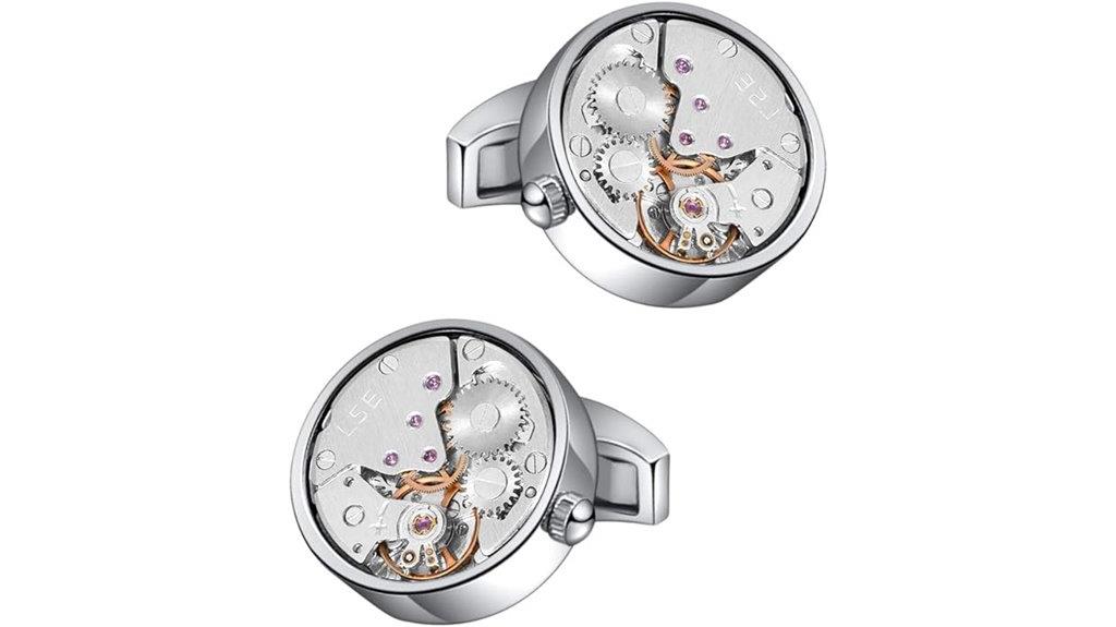 cufflinks with watch movement