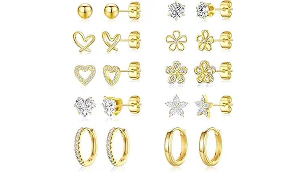 delicate gold earring set