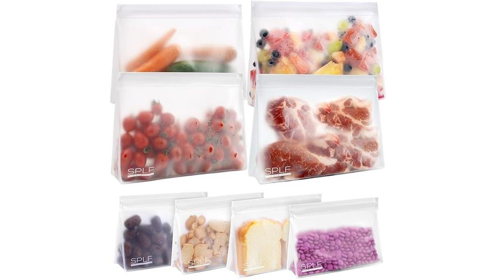 eight reusable silicone bags