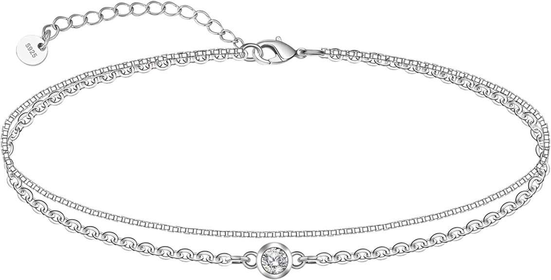 elegant multilayer silver anklet
