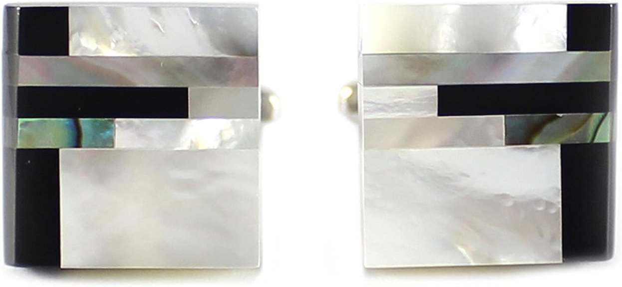 elegant onyx mother of pearl cufflinks