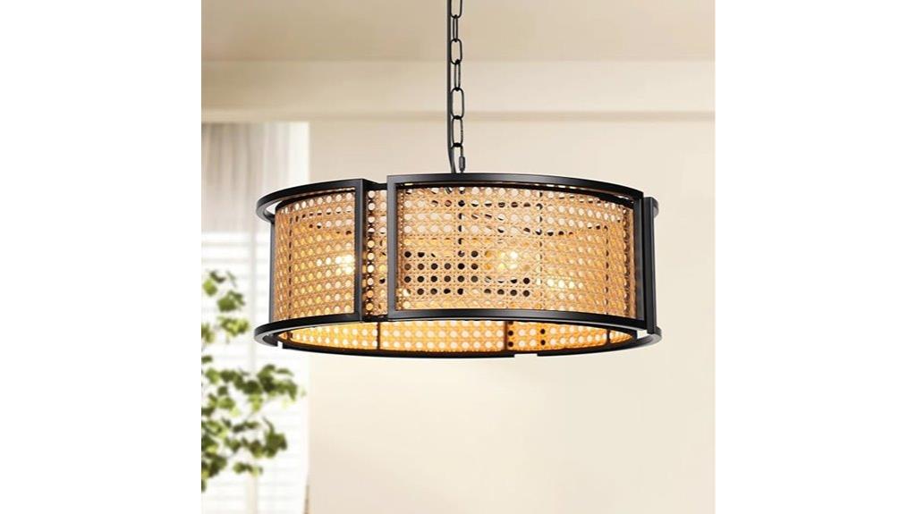 farmhouse rattan chandelier