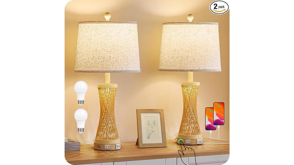 farmhouse rattan lamps