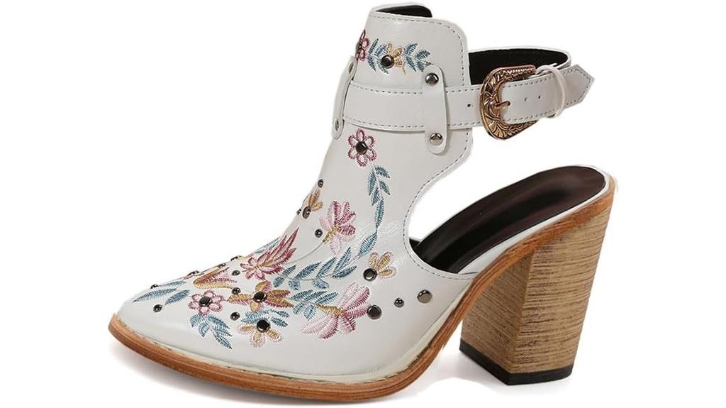 floral embroidered ankle boots