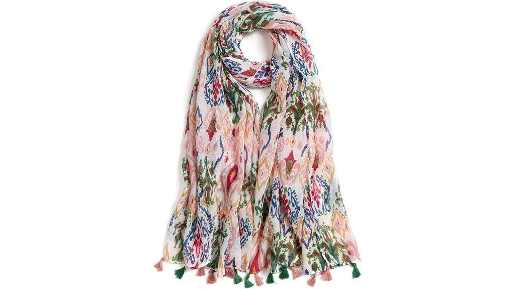floral leopard fringe scarf