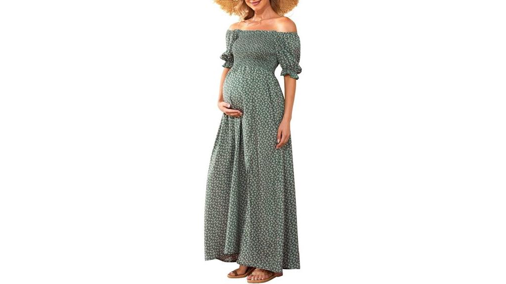 floral puff sleeve maternity dress