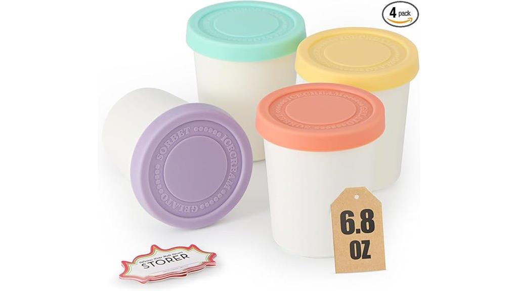 four ice cream containers