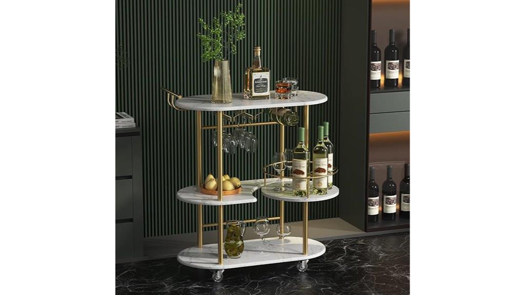 gold bar cart with storage