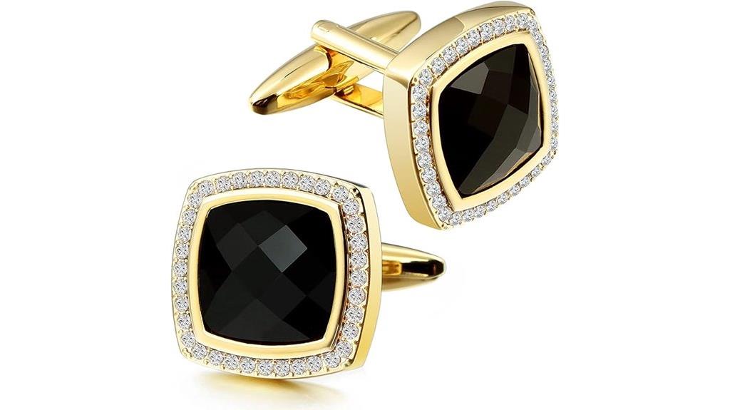 gold diamond crystal cufflinks