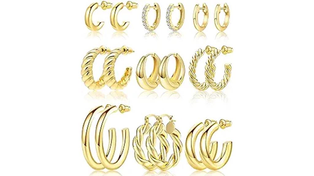 gold hoop earrings set