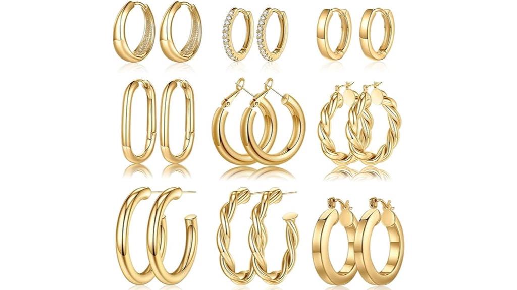gold plated silver hoop earrings