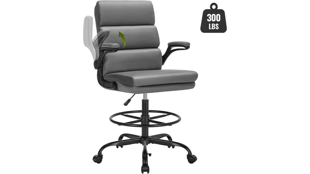 gray drafting chair with adjustable footrest